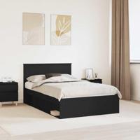 Bedframe met hoofdeinde Zwart 135 x 190 cm Bewerkt hout - thumbnail