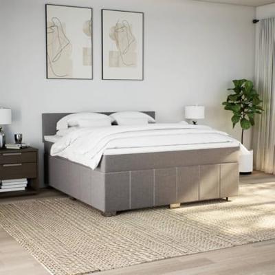 Boxspring met matras stof taupe 180x200 cm