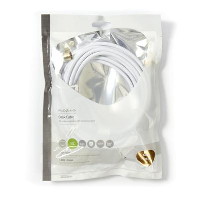 Coaxkabel 100 dB | IEC (coax) male haaks - IEC (coax) female haaks | 5,0 m | Wit