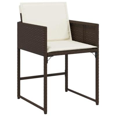 Tuinstoelen 4 st met kussens poly rattan bruin - thumbnail
