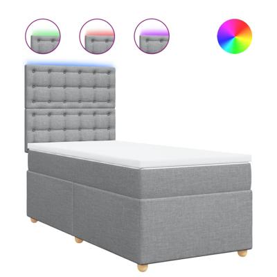 Boxspring met matras stof lichtgrijs 140x190 cm
