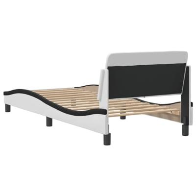 Bedframe met hoofdbord kunstleer wit en zwart 90x200 cm