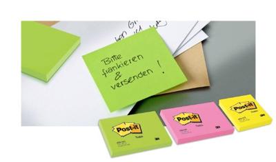Memoblok Post-it 655 76x127mm 100 vel per blok neon geel