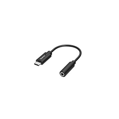 Hama Adapter USB-C naar audio-jack 3.5mm Mini jack kabel Zwart - thumbnail