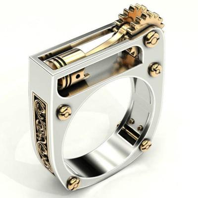 5 PCS Mechanische Two-Tone Ring Gear Novelty Sieraden Ring Grootte: 8