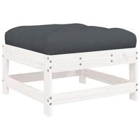8-delige Loungeset met kussens massief hout wit - thumbnail
