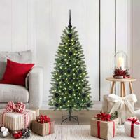 VidaXL Kunstkerstboom met 150 led met standaard groen 120 cm pe en pvc - thumbnail