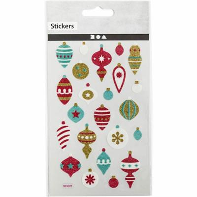 Creativ Company Glitter stickers, kerstballen, vel 10x16 cm, 1 vel