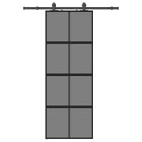 Schuifdeur met beslagset 76x205 cm gehard glas zwart - thumbnail