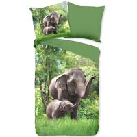 Good Morning Good Morning nr.30754 Elephants 140x220 groen - thumbnail