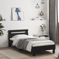 Bedframe met hoofdbord en LED-verlichting zwart 75x190 cm - thumbnail