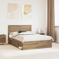 Bedframe Ambachtelijk eiken 140 x 190 cm Massief grenenhout - thumbnail