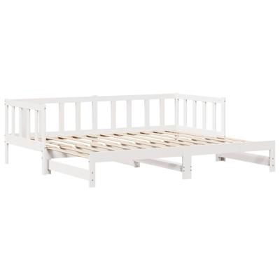 Slaapbank met onderschuifbed/lades zonder matras 80x200 cm wit
