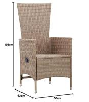 Tuinstoelen 2 st met kussens poly rattan beige - thumbnail