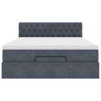 Ottoman bed met matras 140x190cm fluweel donkergrijs - thumbnail