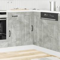 Hoekkeukenonderkast Kalmar bewerkt hout betongrijs - thumbnail