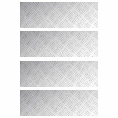 VidaXL Trap tread rechthoekig 4 pcs zilver 75 x 25 cm aluminium