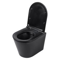 Wandtoilet Differnz Met PK Uitgang Rimless Inclusief Toiletbril Mat Zwart Differnz - thumbnail