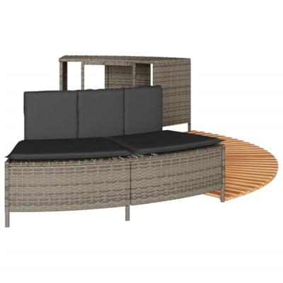 Hottub-ombouw poly rattan massief acaciahout grijs