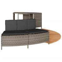 Hottub-ombouw poly rattan massief acaciahout grijs - thumbnail