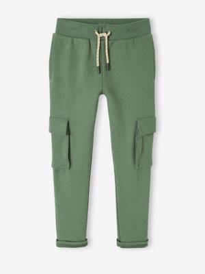 Joggingbroek met battle-zakken voor jongens saliegroen Joggingbroek met battle-zakken voor jongens saliegroen