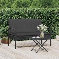 Tuinbank met kussen 105 cm poly rattan zwart - thumbnail