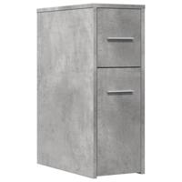 Badkamerkast smal met wielen bewerkt hout betongrijs - thumbnail