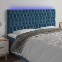 Hoofdbord LED 180x7x118/128 cm fluweel donkerblauw - thumbnail