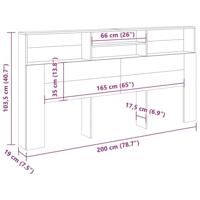 Hoofdbordkast 200x19x103,5 cm bewerkt hout oud houtkleurig - thumbnail