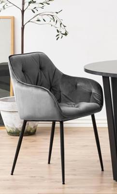 Bendt Eetkamerstoel 'Loren' Velvet, kleur Dark Grey - thumbnail