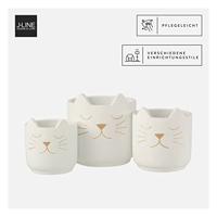 J-Line bloempot Kat voor binnen - cement - wit|goud - medium - Ø 16 cm - thumbnail