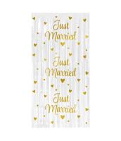 Feestgordijn Just Married Wit/Goud - thumbnail