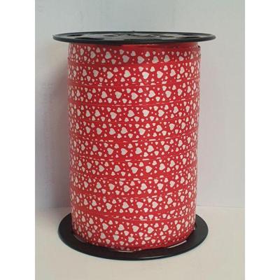 Krullint hartjes malo 10mm x 250 meter rood/wit