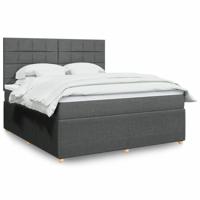 Boxspring met matras stof donkergrijs 180x200 cm - thumbnail