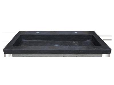 Wastafel Wiesbaden B-Stone 120x46x5 cm met 2 Kraangaten Hardsteen Zwart