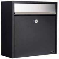 Brievenbus Allux 2500 zwart met RVS klep - thumbnail