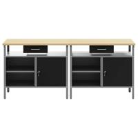 Werkbankset met lade 2 pcs Zwart en Grijs 200 x 55 x 85 cm - thumbnail