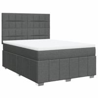 Boxspring met matras stof donkergrijs 140x200 cm - thumbnail