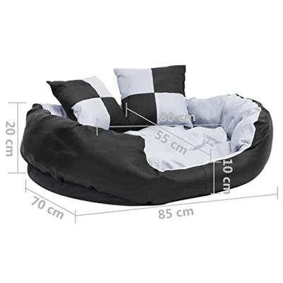 VidaXL Hondenkussen omkeerbaar en wasbaar 85x70x20 cm grijs en zwart
