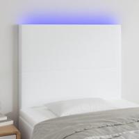 Hoofdbord LED 100x5x118/128 cm kunstleer wit - thumbnail