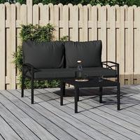 Tuinstoelen met grijze kussens 2 st 62x75x79 cm staal - thumbnail