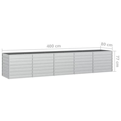Plantenbak verhoogd 400x80x45 cm gegalvaniseerd staal zilver - thumbnail