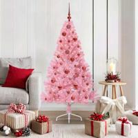VidaXL Kunstmatig voorverlicht kerstboom met 150 led roze 150 cm pvc - thumbnail