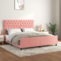 Bedframe met hoofdeinde fluweel roze 160x200 cm - thumbnail