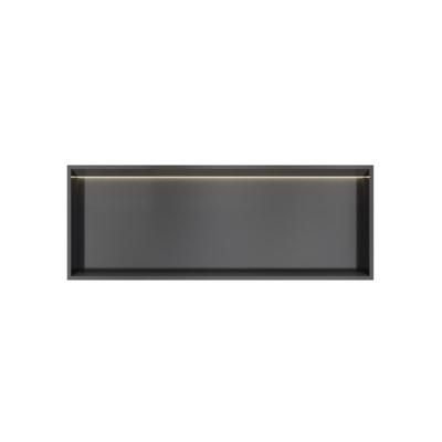 Hotbath &More Inbouwnis - 30 x 80 x 10 cm - met LED-verlichting - Geborsteld Zwart PVD