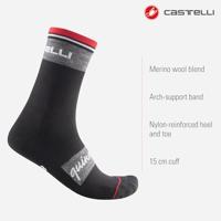 Castelli Quindici Soft Merino fietsokken zwart heren S-M - thumbnail