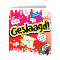 Geslaagd wenskaart cartoon - thumbnail