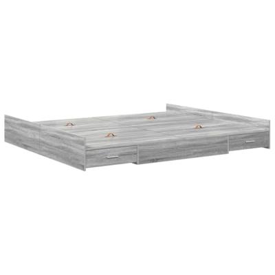 Opbergbedframe met lade Grijs sonoma 200 x 200 cm Bewerkt hout