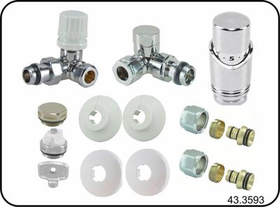 Riko luxe Thermostatische radiator aansluitset haaks verkeerd links Riko luxe Thermostatische radiator aansluitset haaks verkeerd links