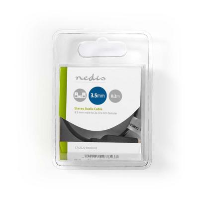 Stereo-Audiokabel | 3,5 mm Male - 2x 3,5 mm Female | 0,2 m | Zwart Stereo-Audiokabel | 3,5 mm Male - 2x 3,5 mm Female | 0,2 m | Zwart